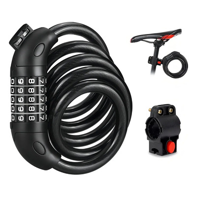 Vanance® Candado De Cable Para Bicicleta Motos 1.2m*12mm Impermeable Reforzado Cadena Para Bici Motocicleta Alta Seguridad Antirrobo Combinación 5 Dígitos Llave Contraseña Color Negro | MercadoLibre