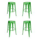 Set X4 Taburetes Altos Tolix Colores Especiales - Desillas Color Tono Verde Manzana