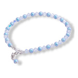 Pulsera Biconos Perlas 4mm Con Cadena Color Dreamy Blue