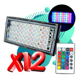 Paquete 12 Reflectores Led Multicolor 50w Rgb Control Mega