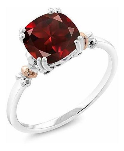 La Piedra De Gema Rey 925 Y 10k Rose Granate Anillo De Compr