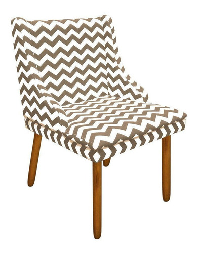 Cadeira Poltrona Decorativa Liz Estampado Zig Zag Bege D81