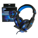 Fone Headset Gamer P3 Led Azul Usb Adaptador Pc/xbox/ps4/ps5