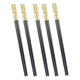 Juego 5 Pares Chopstick Dragon Palillos Chinos Madera Negra