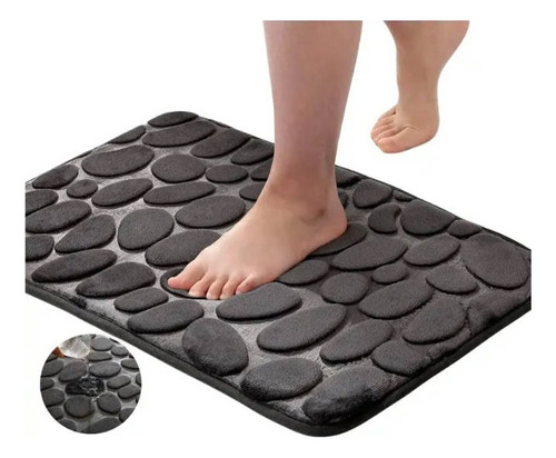 Juego Tres Piezas Alfombrilla Antideslizante Gris Para Baño