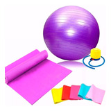Set Entrenamiento Gym Ball C/inflador Mat Yoga Theraband Rey
