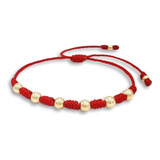 Pulsera Hilo Rojo 7 Nudos  Balín De Oro Laminado Protección 