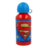 Botella Infantil De Aluminio Con Pico Superman Lj046 Cresko Color Rojo