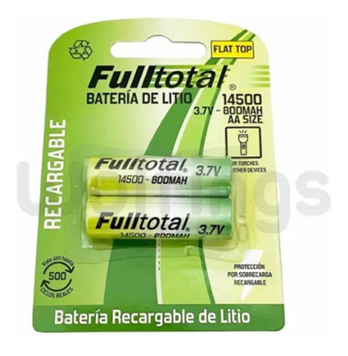 2 Bateria 14500 3,7v 800 Mah Pila Aa Recargable Litio S/t