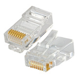 Plug Rj45 Cat 5e 100pz Baño Oro 1 Micra Cable Utp Red Cober