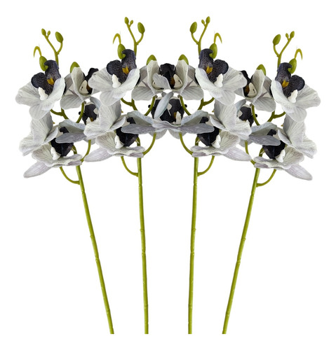 Kit 4 Flores Artificiais Orquídea Para Decoração Toque Real