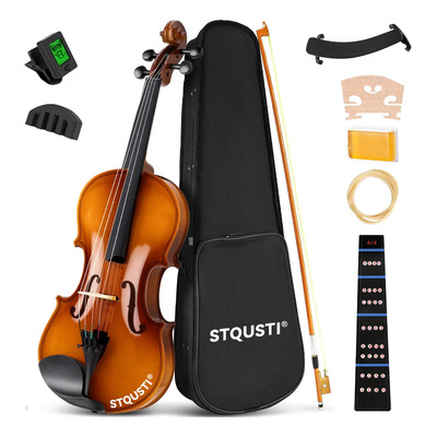 Violin Acustico, STQUSTI Violín Práctica 4\u002F4 Con Estuche Rígido, Reposapiés, Colofonia, Arco, Afinador, Cuerdas Adicionales, Sordina, Adhesivo Para El Diapasón Para Niños Adultos Y Principiantes | Envío gratis
