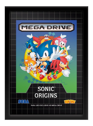 Quadro Sonic Origins Sega Mega Drive Tectoy Preto A3 33x45cm