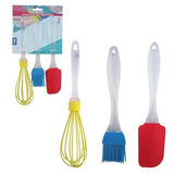 Kit Fouet Pincel Espátula Em Silicone P/ Cozinha Utensílios