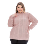 Blusa Tricô Plus Size Manga Bufante Tranças -021