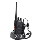 Kit 10 Handy Baofeng Radio Walkie Talkie Bf888s 16ch Uhf + Auricular Manos Libres