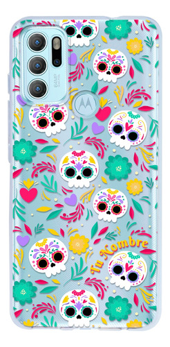 Funda Para Motorola Mujer Calaveras Flores Corazones Nombre