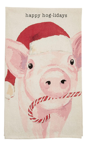 Mud Pie Farm Animal Acuarela Toalla De Navidad, 26 X 16,5