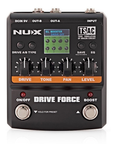 Pedal Efecto Para Guitarra Nux Drive Force Color Negro