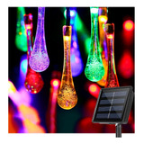 Guirnalda Luz Led Colores Forma Gota De Agua Con Carga Solar