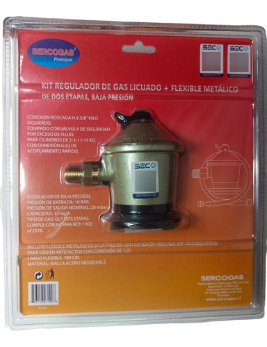 Kit Regulador Gas Licuado + Flexible Gas - Sercogas