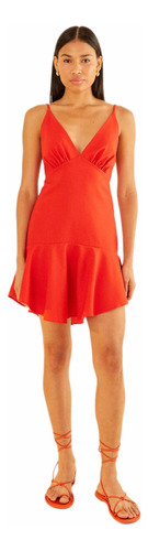 Vestido Farm Curto Alcinhas Vermelho - Original Com Etiqueta