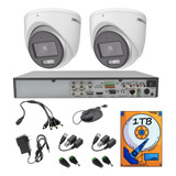 Kit Cctv 2 Cámaras 5mp Domo Colorvu Audio Baluns 1tb 