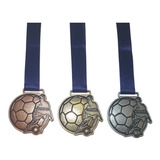 Medalha Futebol Metal 63mm Grossa Alto Relevo Kit 6 Unidades