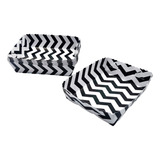 Platos Blanco Negro Lineas Zigzag X 12 Un