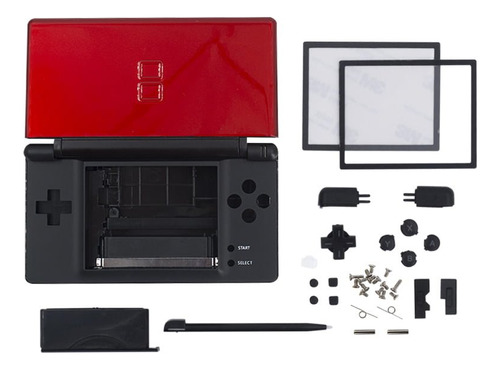 Carcasa Para Nintendo Ds Lite Rojo / Negro (sólido)