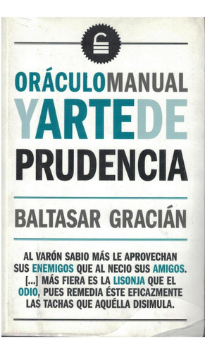 Oraculo Manual Y Arte De La Prudencia, De Baltazar Gracian. Editorial Biblok, Tapa Pasta Blanda, Edición 1 En Español, 2016