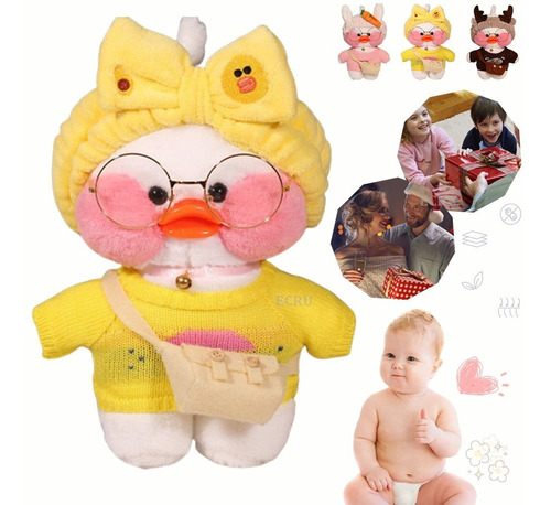 30cm Patito De Peluche Lalafanfan Con Complementos De Vestir