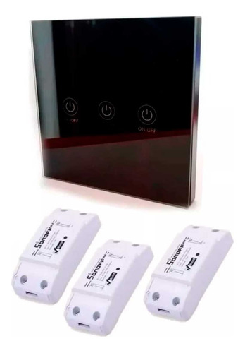 Kit Interruptor Rf Touch  3 Botones + 3 Sonoff Rf Wifi