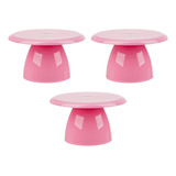 3 Boleira Cogumelo - 18cm - Suporte Para Doces - Decoração Cor Rosa Bb