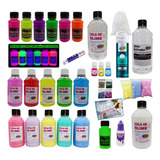 Kit Slime Completo Para Brincar Colas Neon Coloridas E Dark