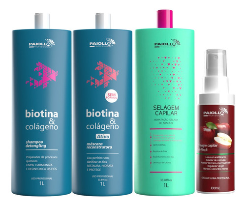 Paiolla Biotina Kit Alisamento Selagem Abacate Orgânica 