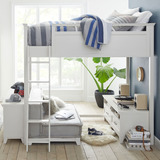 Hampton Loft Bed With Cushy Loveseat, Media & Bookcase Set 