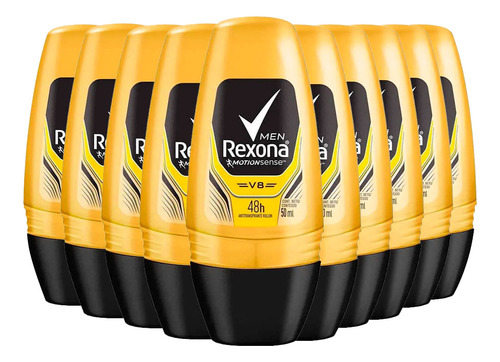 Kit Desodorante Roll On Rexona V8 50ml - 10 Unidades