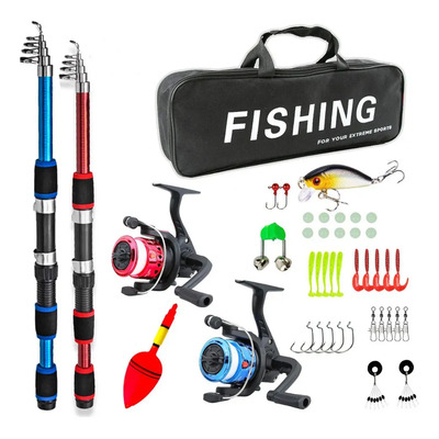 Combo de Pesca Completo 2.1m + 1.8m con 2 Reeles, Accesorios y Bolso | Envío gratis