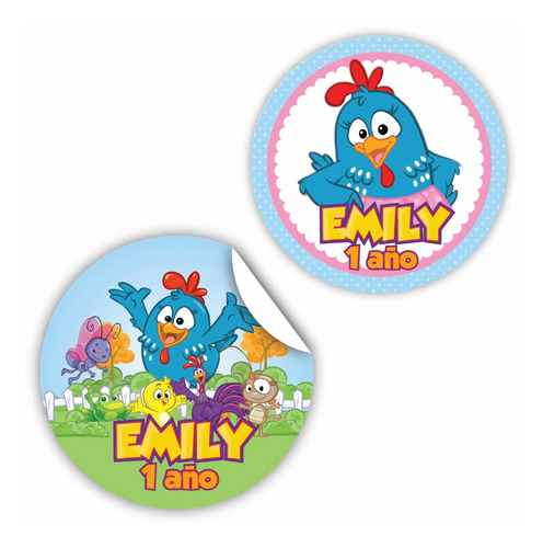 50 Stickers Personalizados  5 Cm Mesa De Dulces Gallina