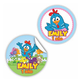 50 Stickers Personalizados  5 Cm Mesa De Dulces Gallina