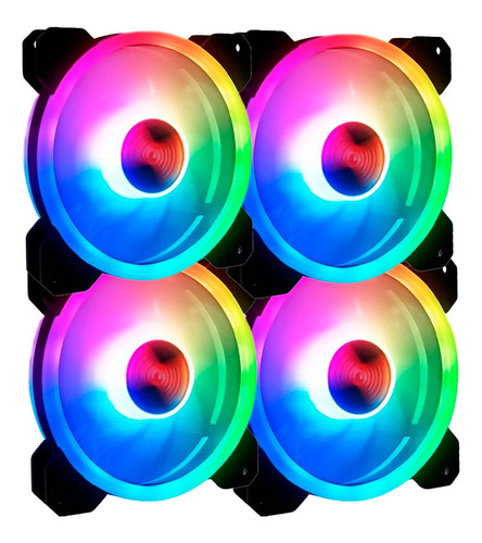 Kit 4 Cooler Rgb Fan 120mm (12cm) Dupla Face Para Gabinete