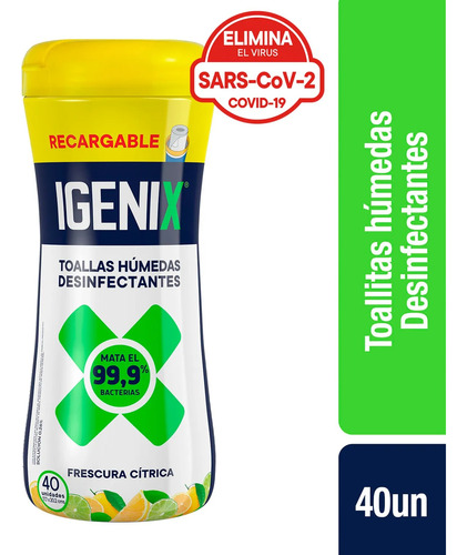 Toalla Desinfectante Igenix 40 Un Caja X 12 Unidades