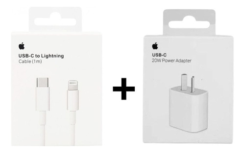Cable Usb-c Lightning Apple iPhone 1 M + Cargador 20w Combo