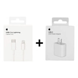 Cable Usb-c Lightning Apple iPhone 1 M + Cargador 20w Combo