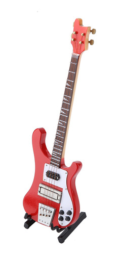 Réplica De Guitarra En Miniatura Red Bass, Soporte Y Estuche