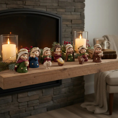 Nacimiento Navideno Mini Cari Tejido 10pz 6cm Adorno Navidad | Meses sin interés