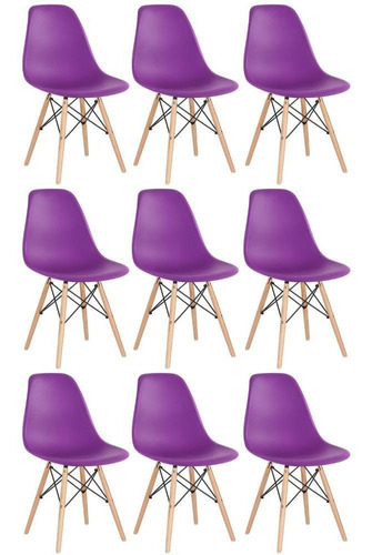 9 Cadeiras Eames Wood Dsw Eiffel Casa Jantar Colorida Cores Cor Da Estrutura Da Cadeira Roxo