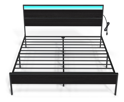 Regoss Base De Cama Queen De 14 Pulgadas Con Luces Led Y Est