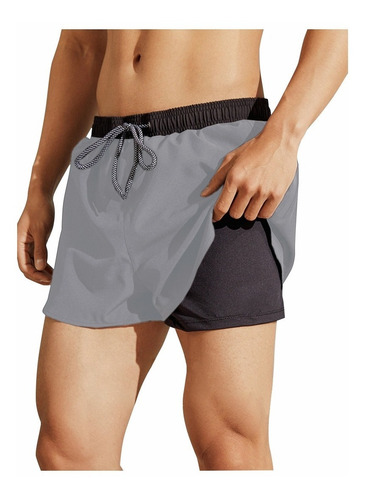 Shorts De Baño De 2 En 1 Capa Para Hombre Short De Playa Gym